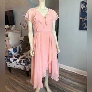 Pink Laviter High Low Flutter Sleeve Dress sz 9